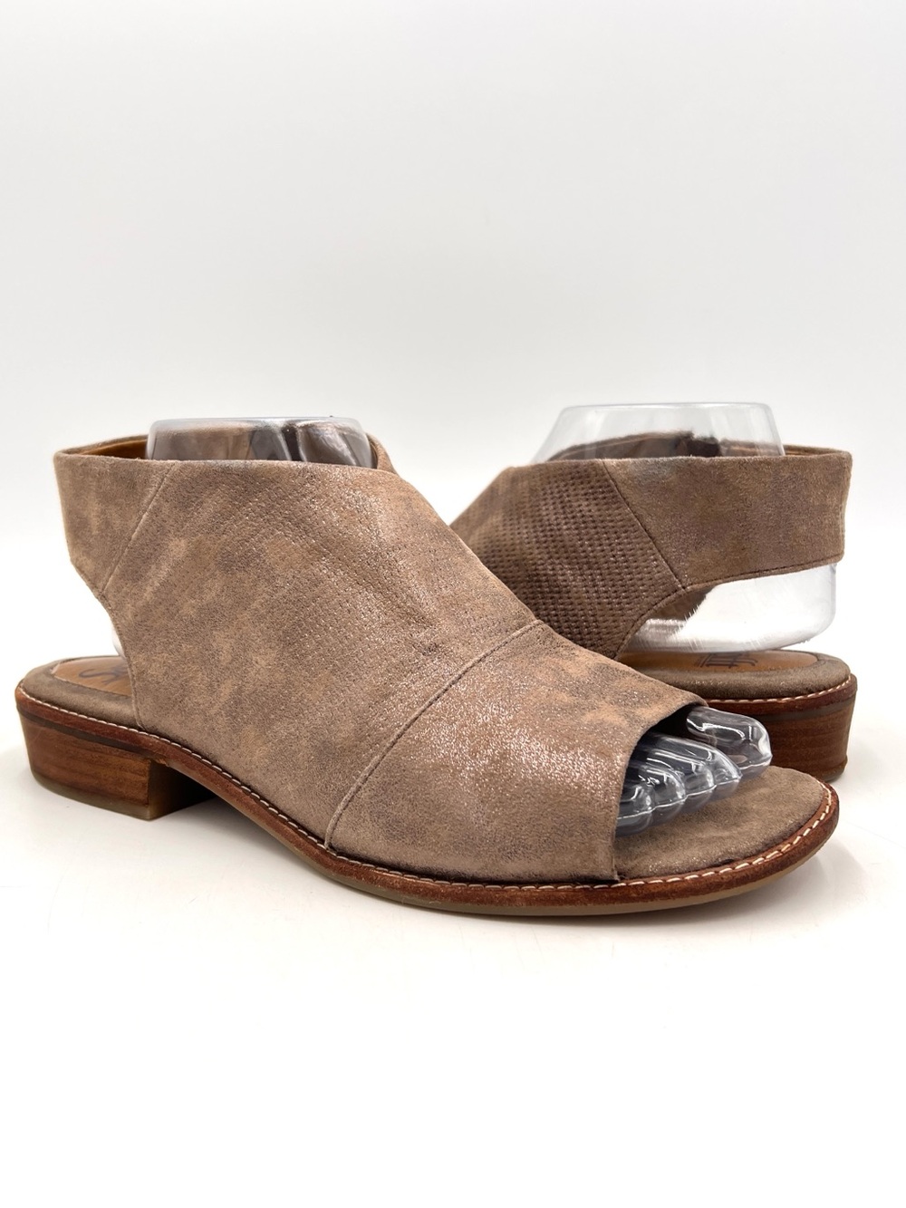 Sofft Natalia Heel Sandals  Brown and Copper Bronze Metallic Leather Size 9